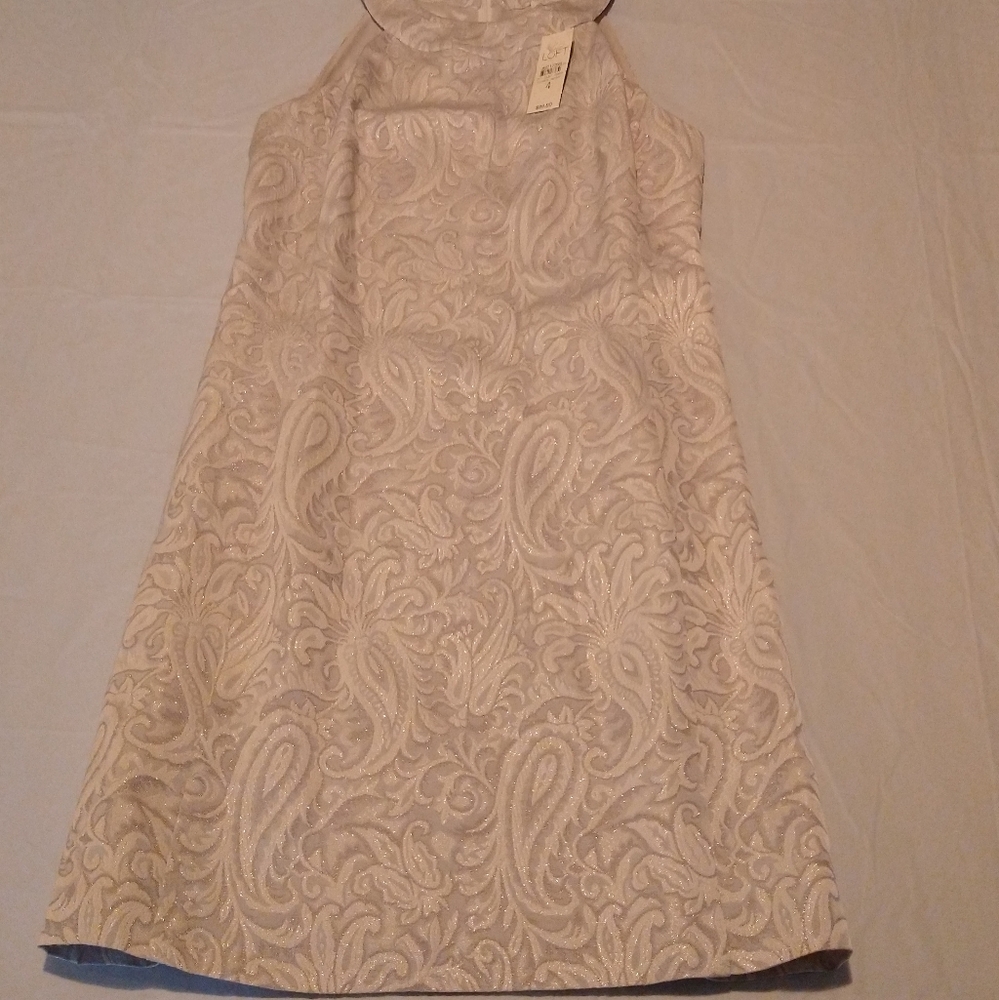 Ann Taylor Loft Dress shift dress silver Sz 4